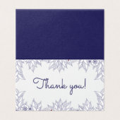 Elegant Blauw Wit Bruiloft Dank u Kaart (Buitenkant ongevouwen)