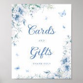 Elegant Blauw Wit Chinoiserie Kaarten en Geschenke Poster (Voorkant)