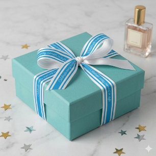 Elegant Blauw & Wit Gepersonaliseerd Citaat Lint