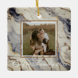 Elegant blauw wit goud koper marmer graniet keramisch ornament