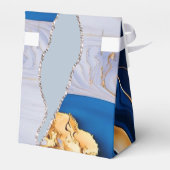 Elegant Blauw Wit Goud Marmer Bedankdoosjes (Achterkant)