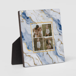 Elegant blauw wit goud marmer graniet patroon fotoplaat