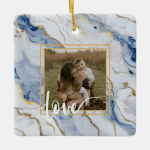 Elegant blauw wit goud marmer graniet patroon keramisch ornament