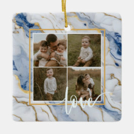 Elegant blauw wit goud marmer graniet patroon keramisch ornament