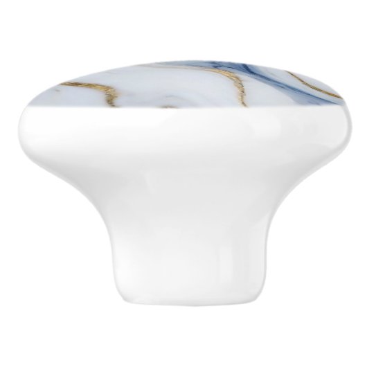 Elegant blauw wit goud marmer graniet patroon keramische knop (Zijkant)