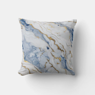 Elegant blauw wit goud marmer graniet patroon kussen