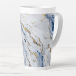 Elegant blauw wit goud marmer graniet patroon latte mok