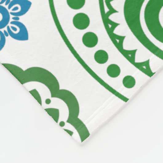 Elegant Blauw Wit & Groen Paisley Fleece Deken (Hoek)