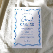 Elegant Blauw & Wit Hand getrokken Logo Grand Open Kaart
