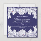 Elegant Blauw Wit Huwelijksherinneringsmagneet Magnetische Uitnodiging (Voorkant)
