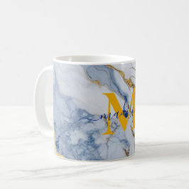 Elegant blauw wit maïs goud marmer graniet koffiemok