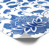 Elegant blauw-wit patroon Bruiloftsshower welkom Poster (Hoek)