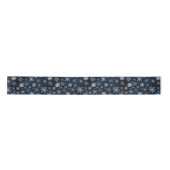 Elegant  Blauw Wit Sneeuwvlok Patroon Lint (Voorkant)