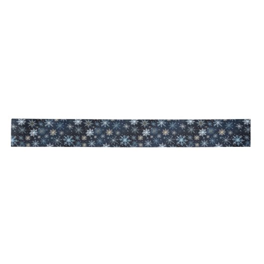 Elegant  Blauw Wit Sneeuwvlok Patroon Lint (Voorkant)