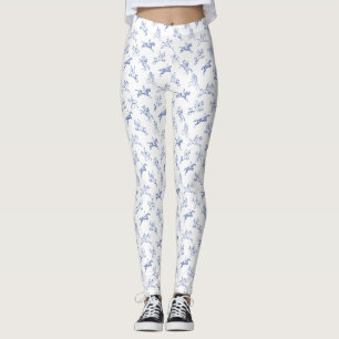 Elegant Blauw Wit Toile Paardrijden Leggings