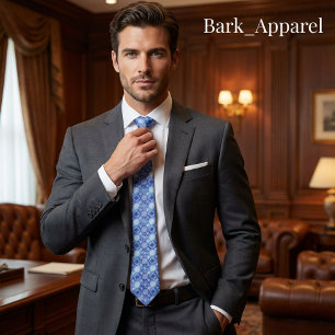 Elegant Blauw & Wit Winter Sneeuwvlok Patroon Cade Stropdas