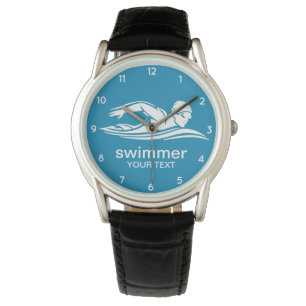 Elegant Blauw Wit Zwembad Water Horloge