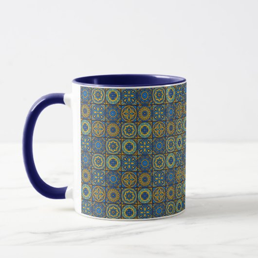 Elegant blauw&witte Marokkaanse patroon Mok (Links)