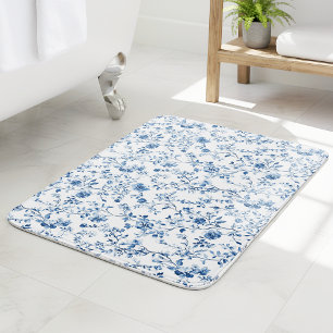 Elegant Blauw Witte Toile Franse Vintage Stijl Badmat
