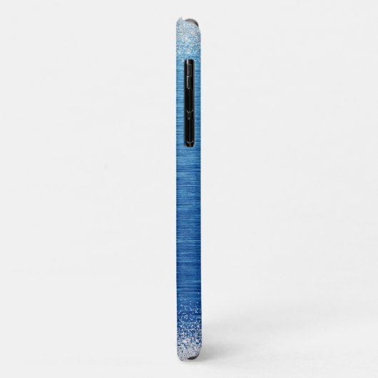 Elegant Blauw Zilver Modern Gepersonaliseerd Case-Mate iPhone Case (Achterkant/links)