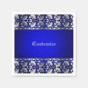 Elegant Blauw & Zilver Persoonlijk Servet