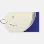 Elegant Blauw, Zilver, Wit en Gouden Kerstmis Cadeaulabel (Achterkant Horizontaal)