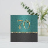 Elegant blauw zwart 70 jaar oud feest kaart (Staand voorkant)