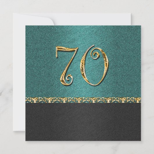 Elegant blauw zwart 70 jaar oud feest kaart (Voorkant)