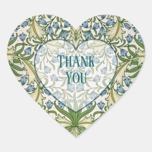 Elegant Blauwbloem Botanisch Patroon Hart Sticker