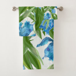 Elegant blauwe bloemdecoratie oogverblindend  bad handdoek
