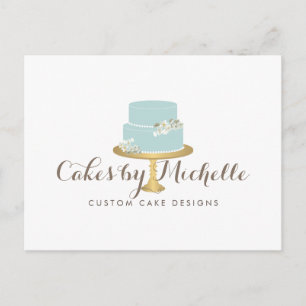 Elegant blauwe Cake met Florals Cake Decorting Briefkaart
