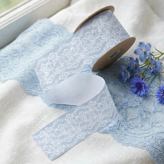 Elegant blauwe en witte kant baby shower jongen lint