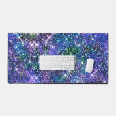 Elegant blauwe groene faux Glitter monogram Bureaumat (Keyboard & Muis)