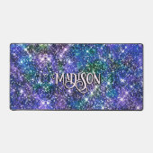 Elegant blauwe groene faux Glitter monogram Bureaumat (Voorkant)