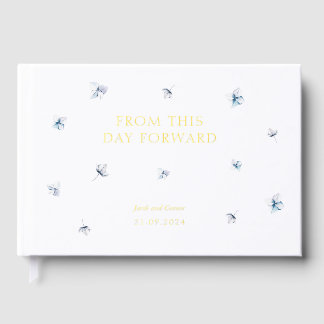 Elegant Blauwe Hortensia Trouwgastenboek Gastenboek