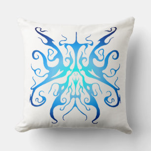 Elegant Blauwe Stam Masker Abstract Design Kussen