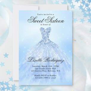 Elegant Blauwe Sweet Sixteen 16e Verjaardagsfeest Kaart