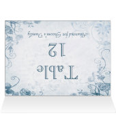 Elegant Blauwe Tafel Zitplaats Naam Kaart (Binnen Horizontaal (Boven))