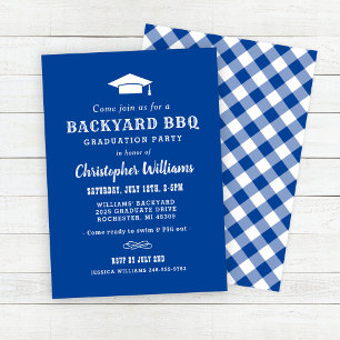 Elegant Blauwe Tuin BBQ Afstudeerfeest Kaart