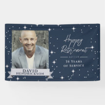 Elegant blauwe verjaardagsbanner voor pensionering