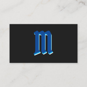 Elegant blauwe vormen op zwart monogram 3d effect visitekaartje