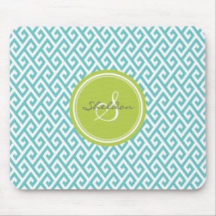 Elegant blauwgroen abstract geometrisch muismat