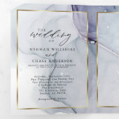 Elegant Blauwgroen Amethyst Alcohol Ink Tri-Fold I Drieluik Uitnodiging (Binnenzijde eerst)
