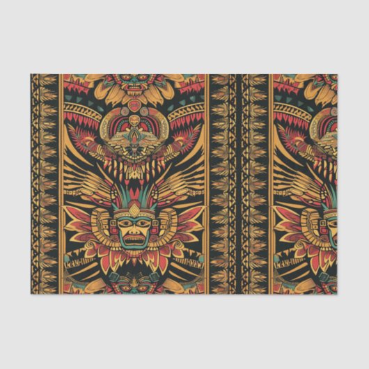 Elegant Blauwgroen "Aztec Dream" Designer Tissue P Tissuepapier (Voorkant)