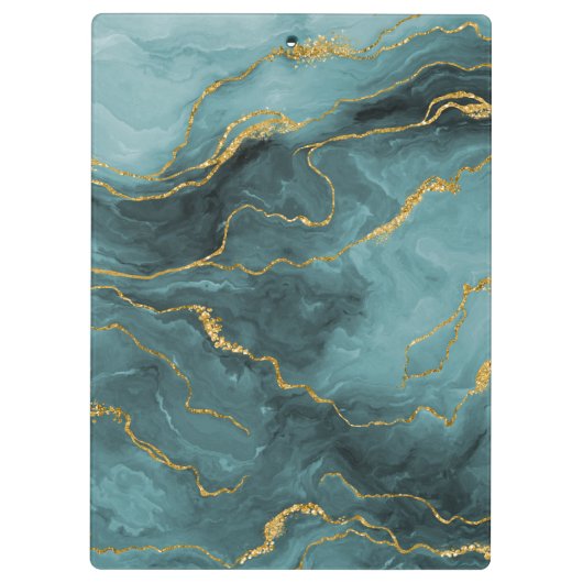 Elegant Blauwgroen blauw Agate Geode Marble Monogr Klembord (Achterkant)