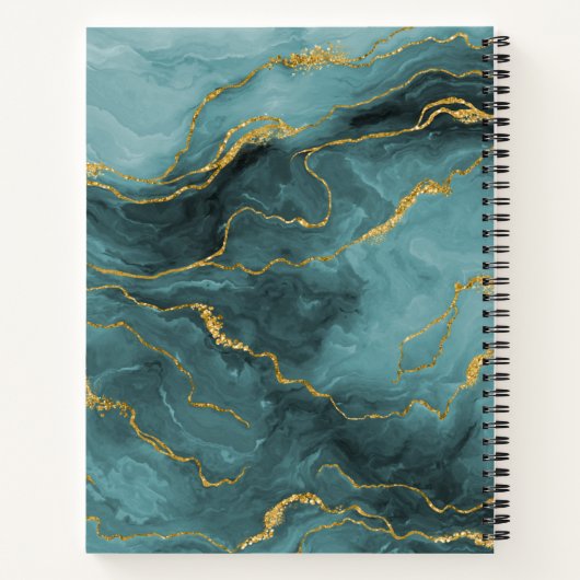 Elegant Blauwgroen blauw agate Geode Marble Monogr Notitieboek (Achterkant)