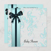 Elegant Blauwgroen blauw Baby shower Kaart (Voorkant / Achterkant)