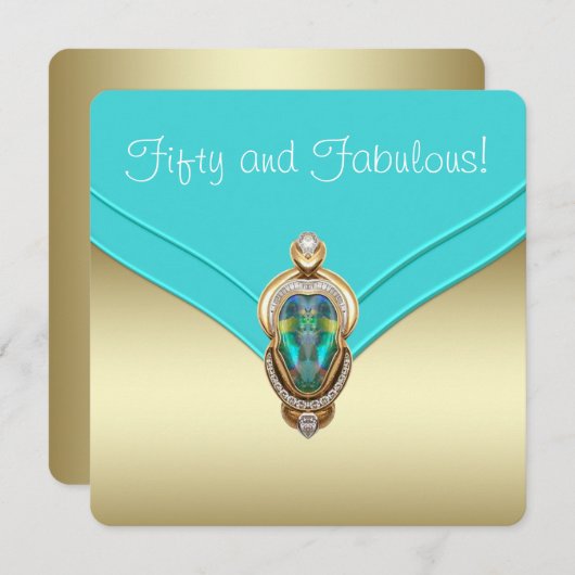 Elegant Blauwgroen blauw en gouden verjaardagsfees Kaart (Voorkant / Achterkant)