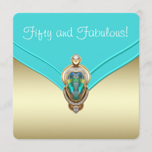 Elegant Blauwgroen blauw en gouden verjaardagsfees Kaart