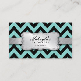 Elegant Blauwgroen blauw en zwart Chevron Pattern Visitekaartje